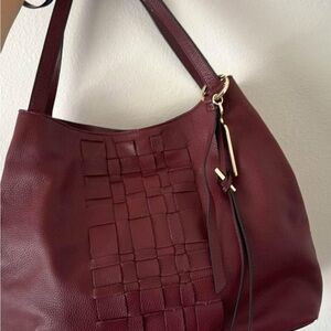 Vince Camuto Red Shoulder Bag with Woven Detailing